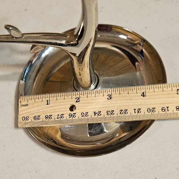 Jewelry Display Tree Non Tarnish Silver Toned w Birds and Round Shallow Dish - Picture 6 of 6